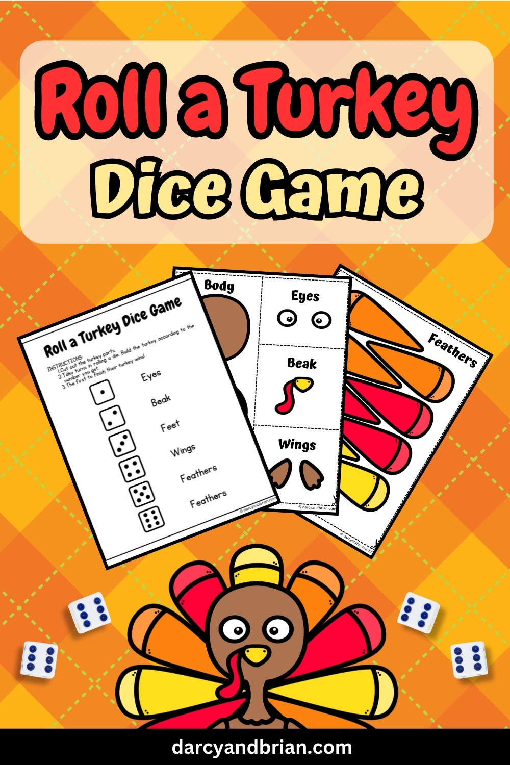 Printable Roll A Turkey Dice Game Printable Roll A Turkey Dice Game