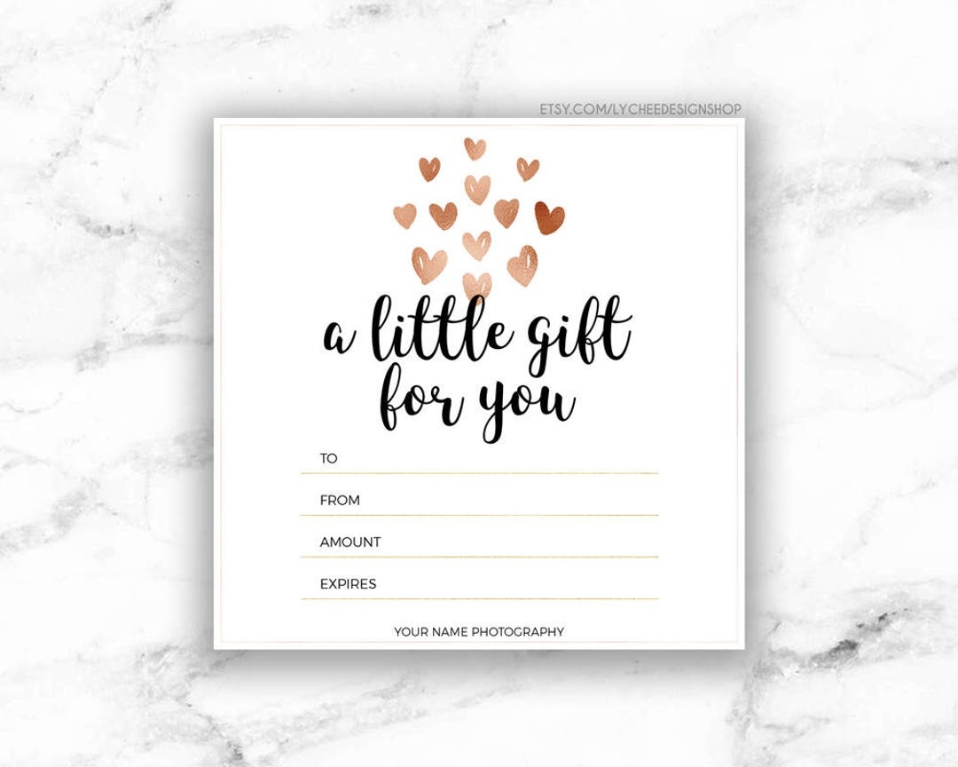 Printable Rose Gold Hearts Gift Certificate Template Editable Gift Card Design Microsoft Word U0026 Photoshop Template DOCX DOC PSD Etsy Ireland