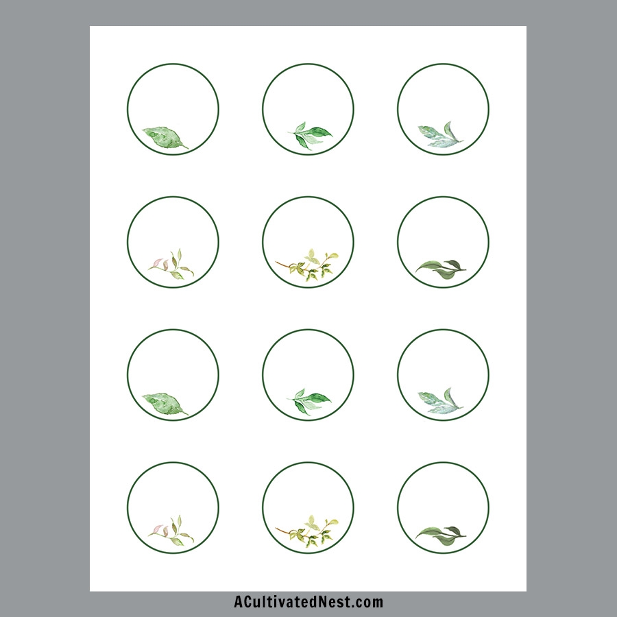 Printable Round Labels Blank Greenery