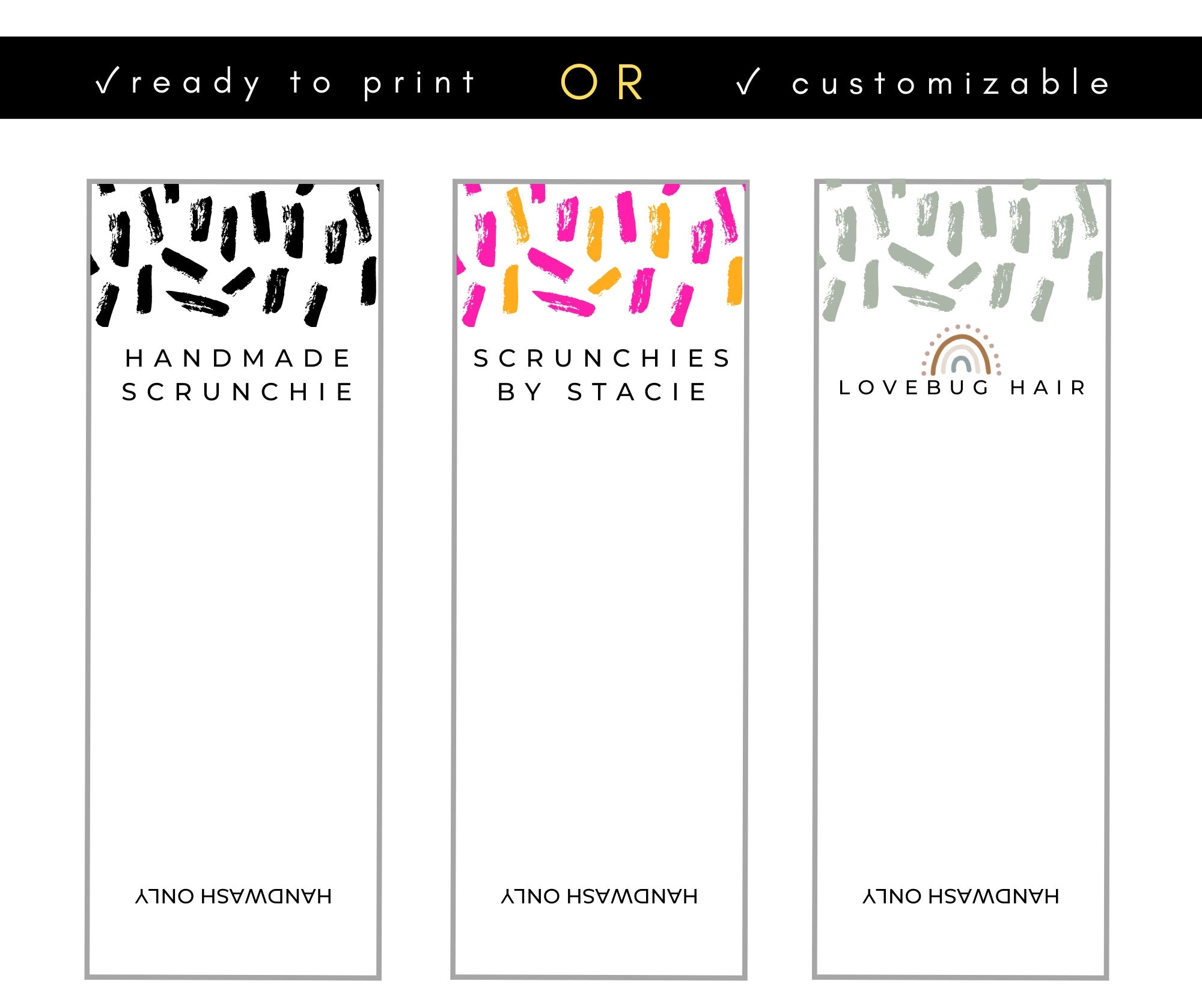 Printable Scrunchie Hang Tags Customizable Editable Canva Template Contemporary Boho Etsy Printable Scrunchie Hang Tags Customizable Editable Canva Template Contemporary Boho Etsy