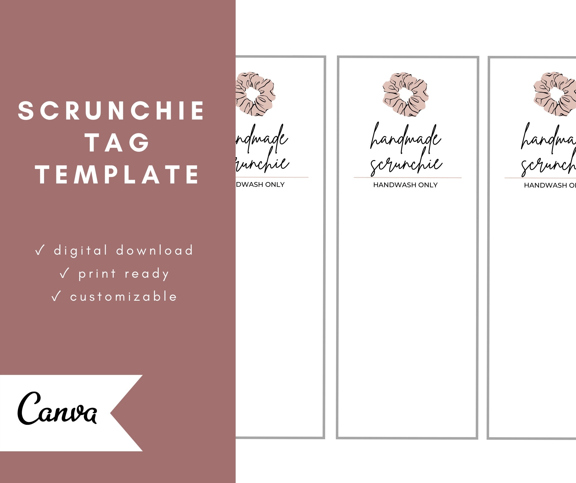 Printable Scrunchie Hang Tags Customizable Editable Canva Template Etsy Printable Scrunchie Hang Tags Customizable Editable Canva Template Etsy