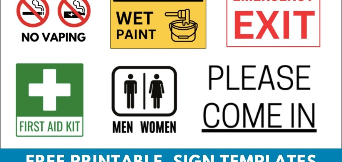 Printable Sign Templates Free PDF Downloads