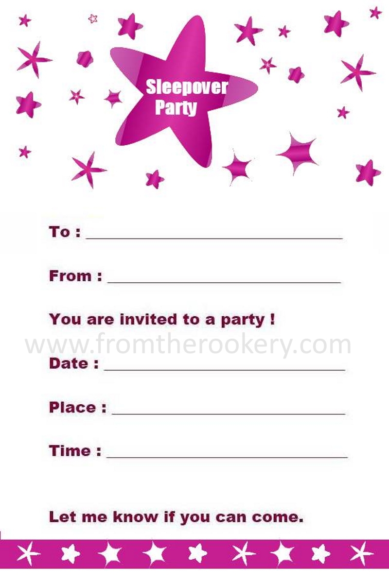 Printable Sleepover Invitations Worksheets Library