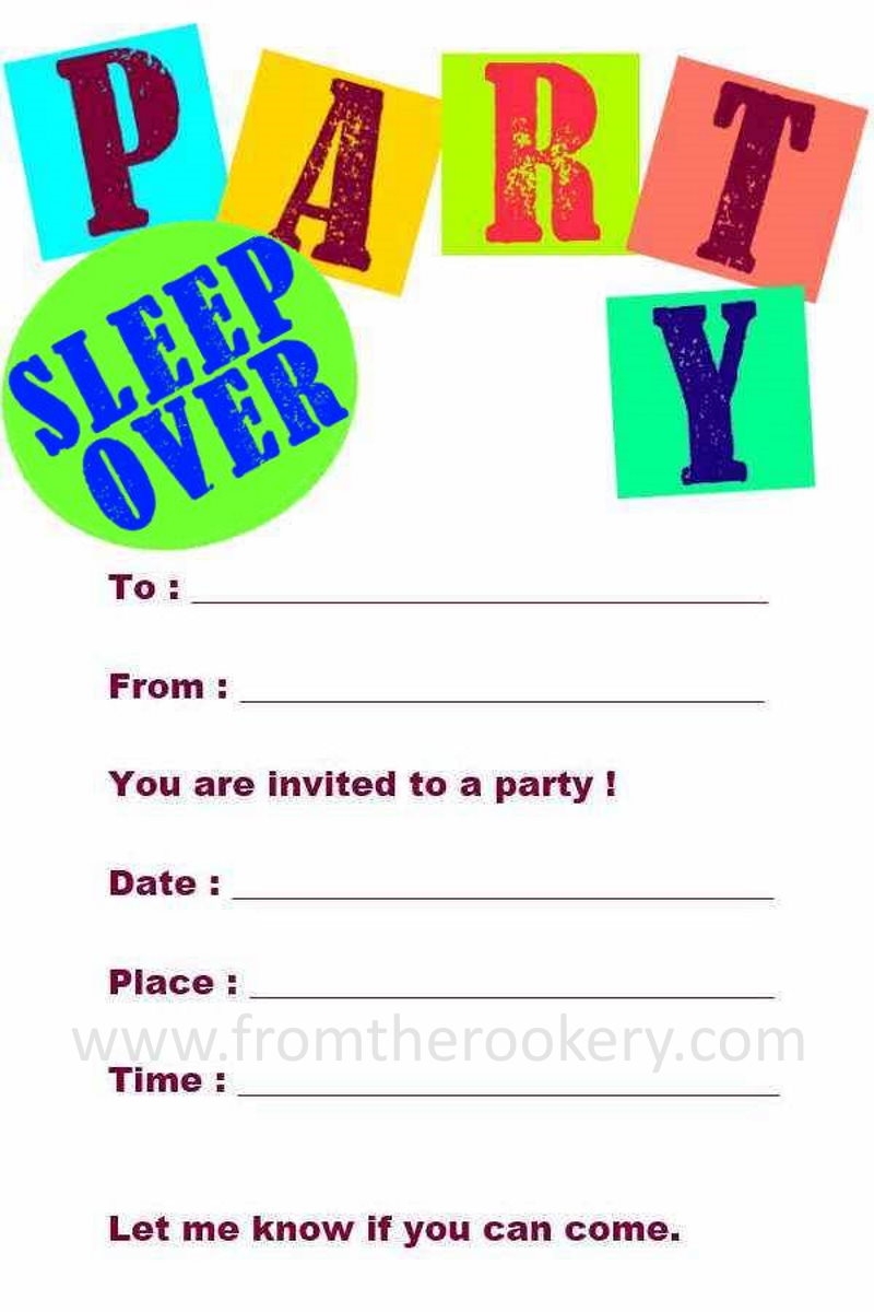 Free Printable Sleepover Party Invitations Templates