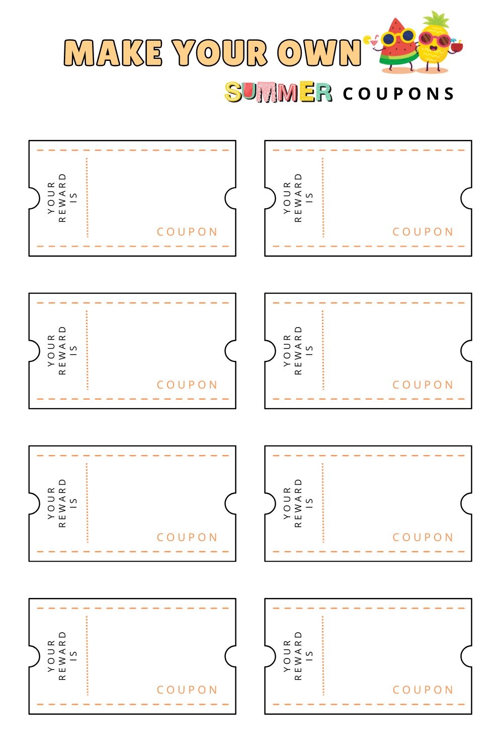 Printable Summer Reward Coupon Templates Printables Hub