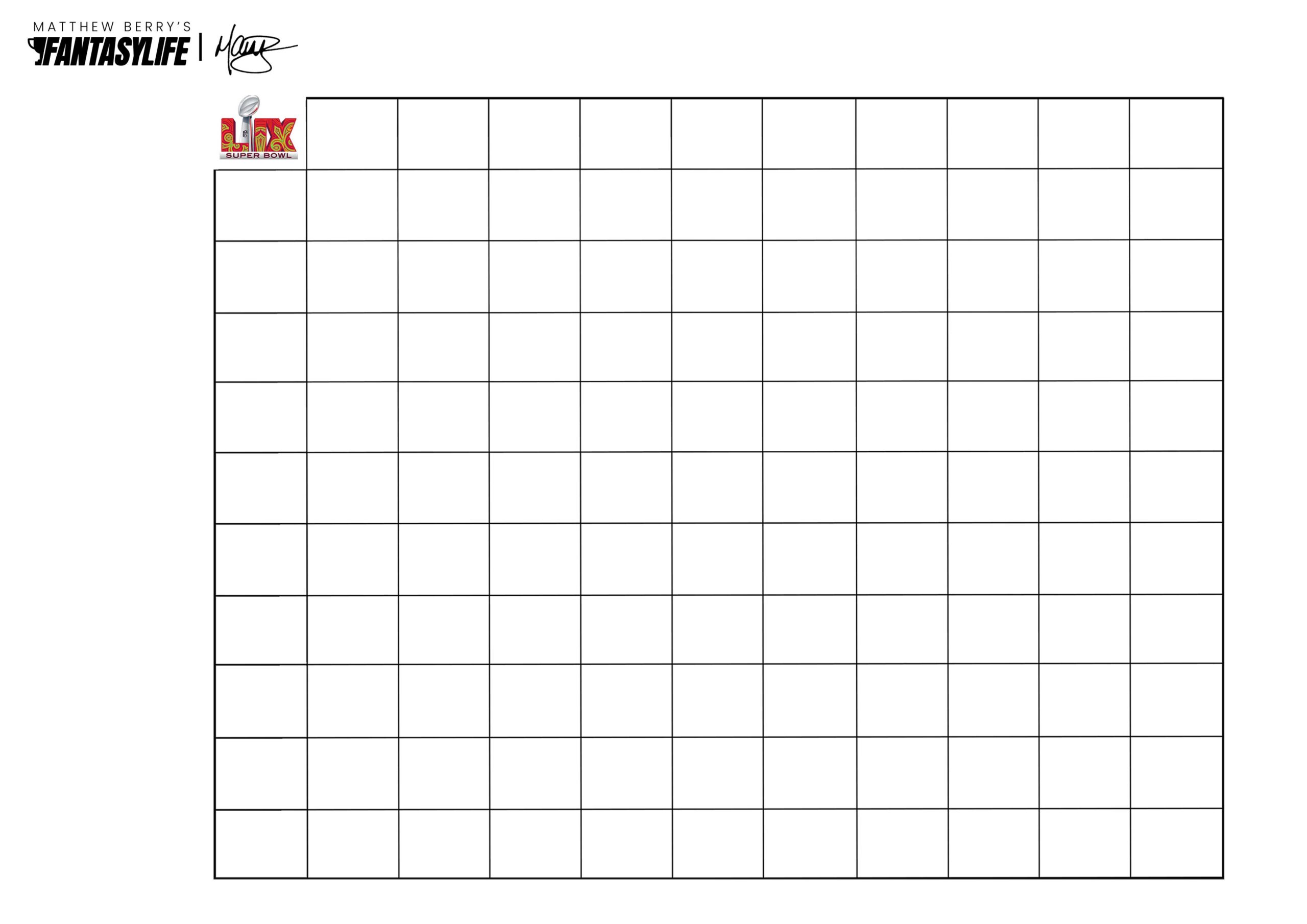 Printable Super Bowl Squares Download The Grid Template For 