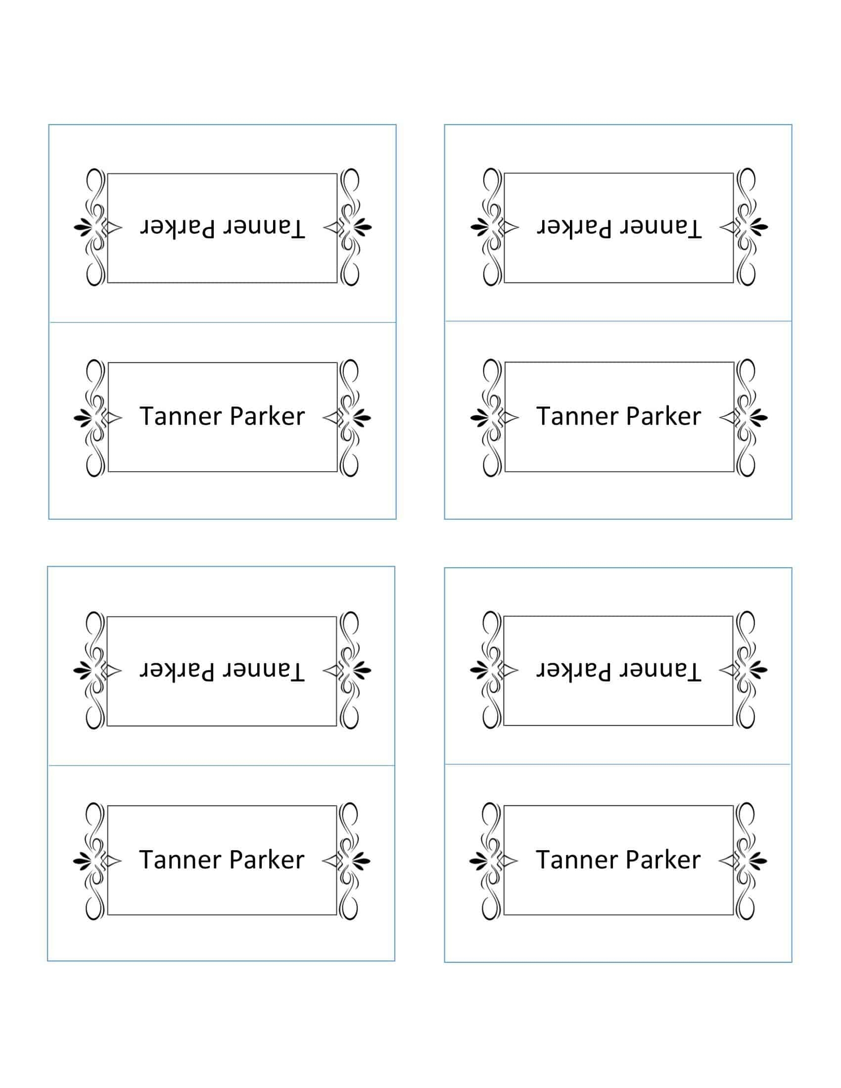Printable Table Top Place Cards