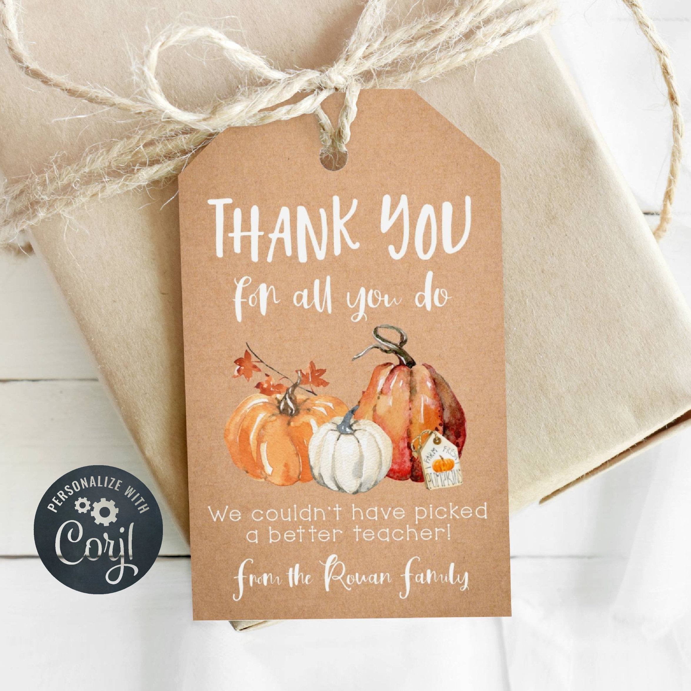 Printable Thanksgiving Teacher Tag Template Fall Teacher 
