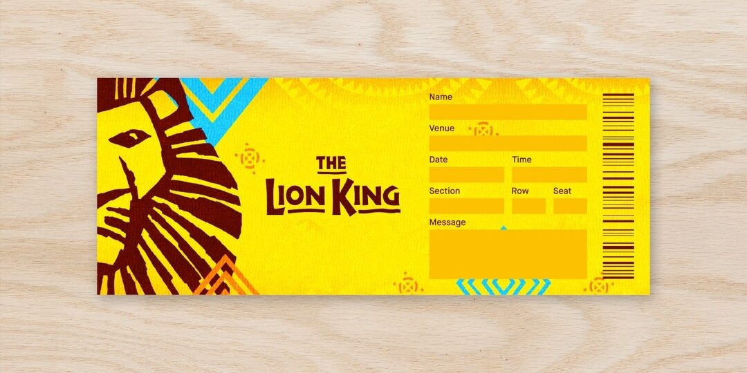 Printable The Lion King Broadway Ticket Surprise Musical Collectible Theater Ticket Editable Musical Ticket Theatre Admission Souvenir Etsy