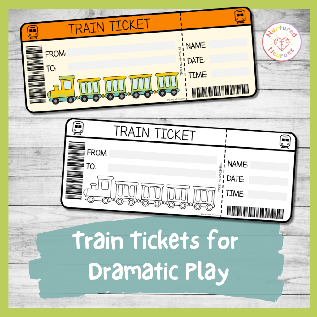 Printable Train Ticket Templates Transport Dramatic Play Resource Nurtured Neurons