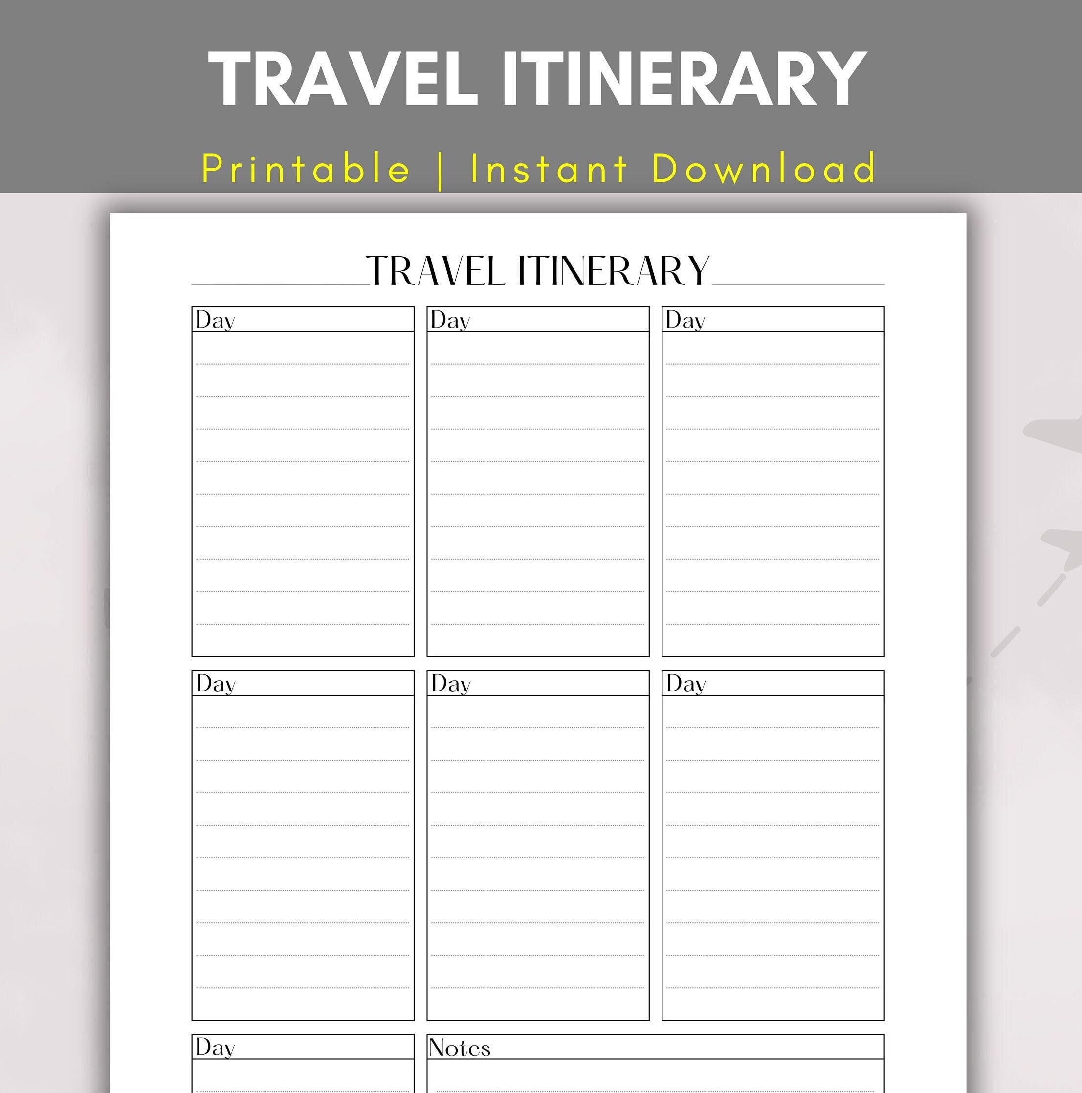Printable Travel Itinerary Template Vacation Planner For Week 