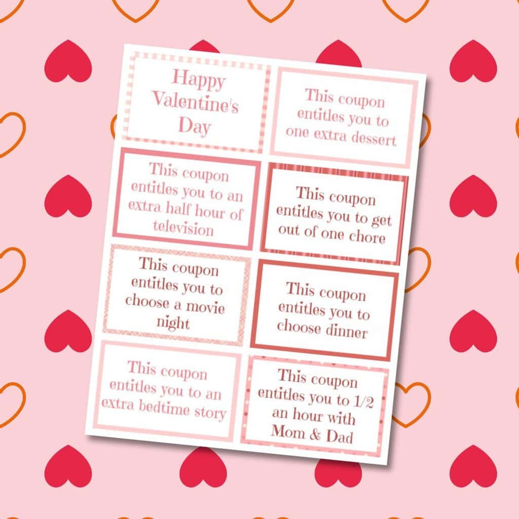 Printable Valentine Coupon Book For Kids