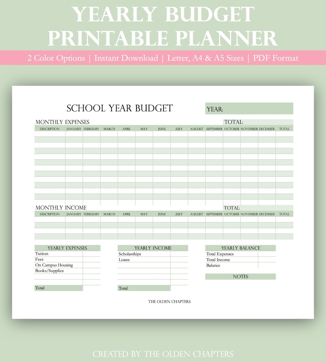 Printable Yearly Budget Planner Financial Planner Printable  Printable Yearly Budget Planner Financial Planner Printable