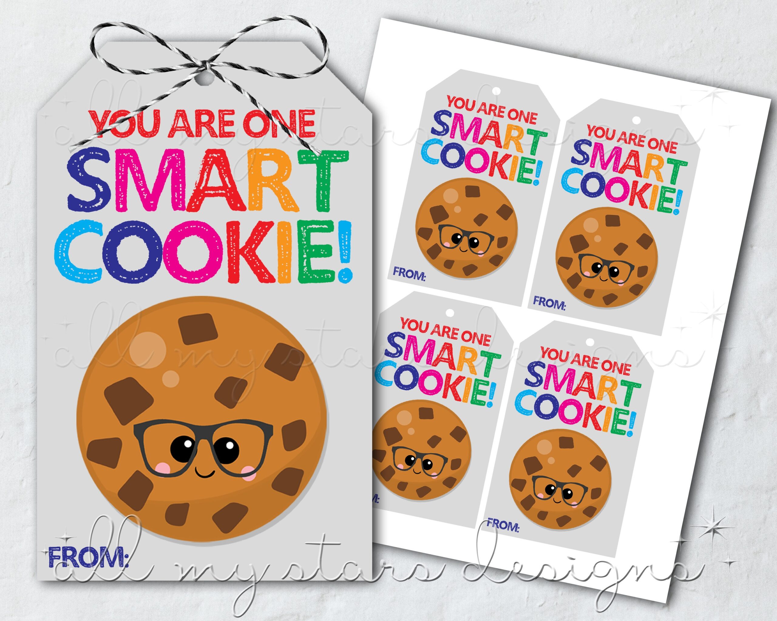 PRINTABLE You Are One Smart Cookie Tag Instant Download Chocolate Chip Cookie Treat Tag Classroom Cookie Tag End Of School Goodies Etsy