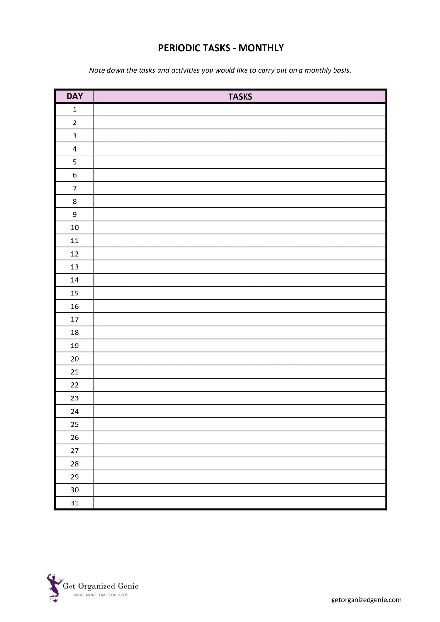 Free Printable Life Organizing Templates