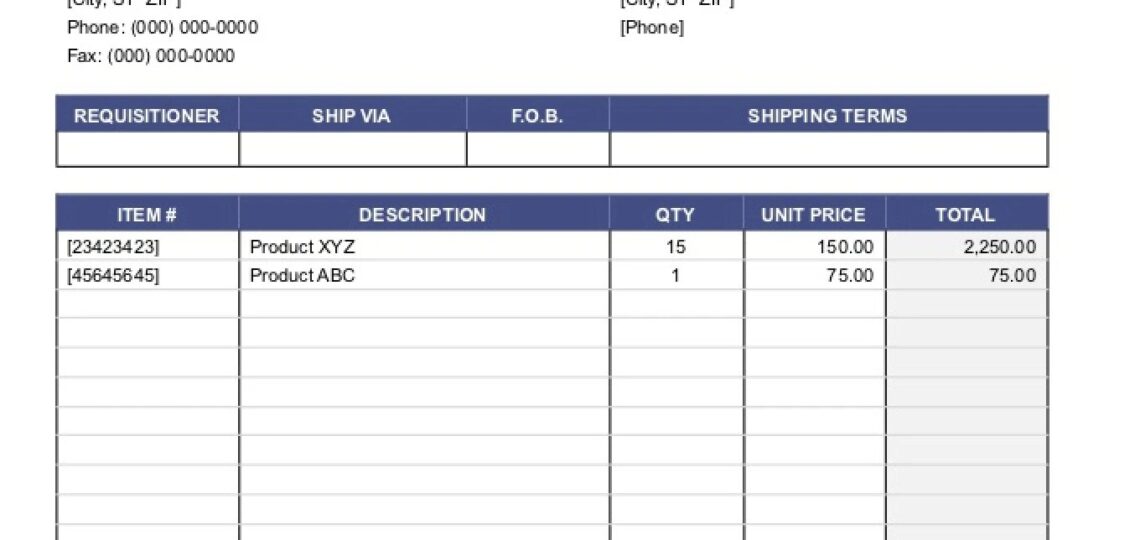 Purchase Order Template