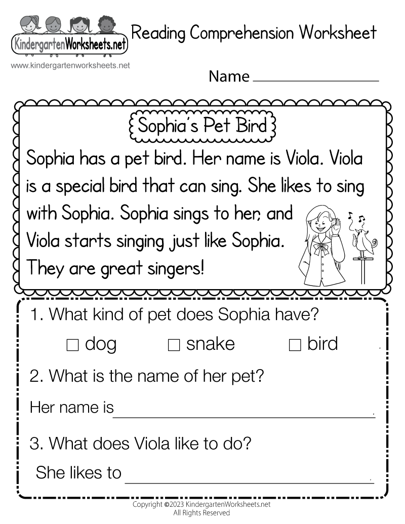 Free Printable Kindergarten Worksheets Reading