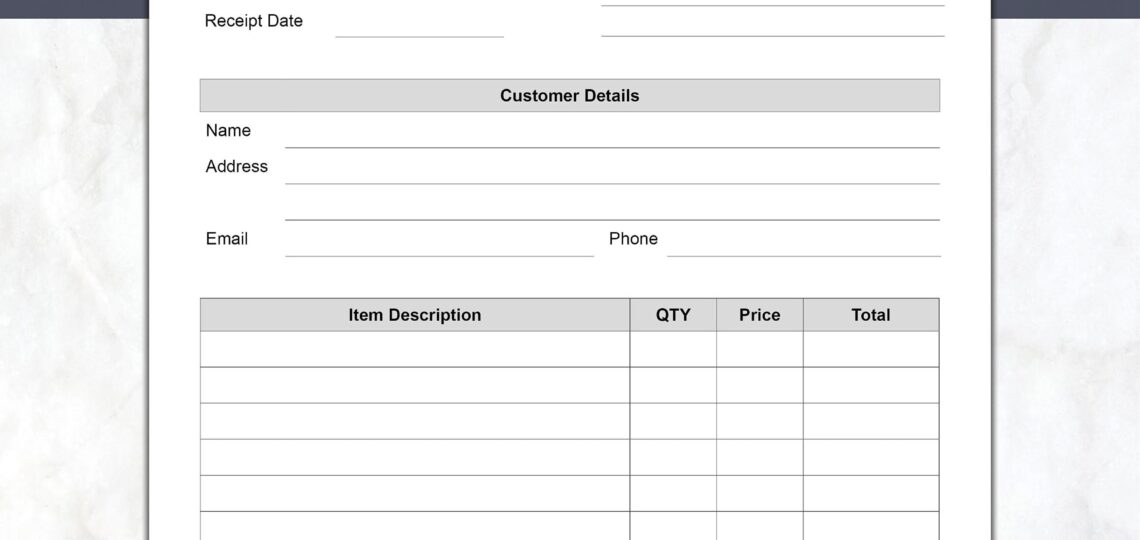 Receipt Template Printable Customer Order Receipt Small Business Sales Receipt Form A4 And US Letter PDF Etsy