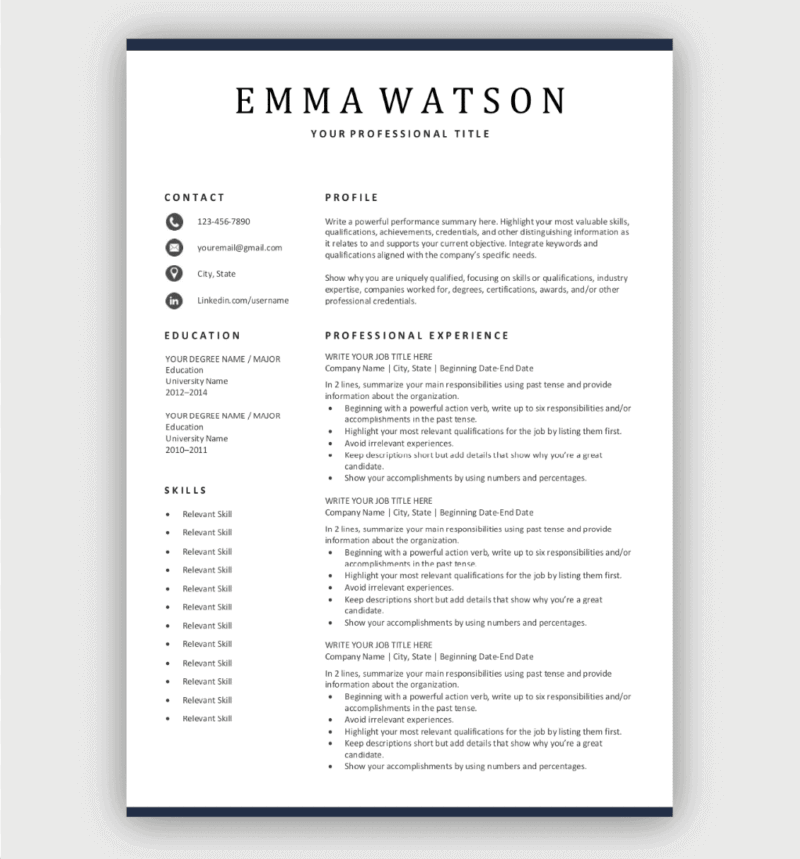 Printable Downloadable Free Resume Templates Printable Downloadable Free Resume Templates