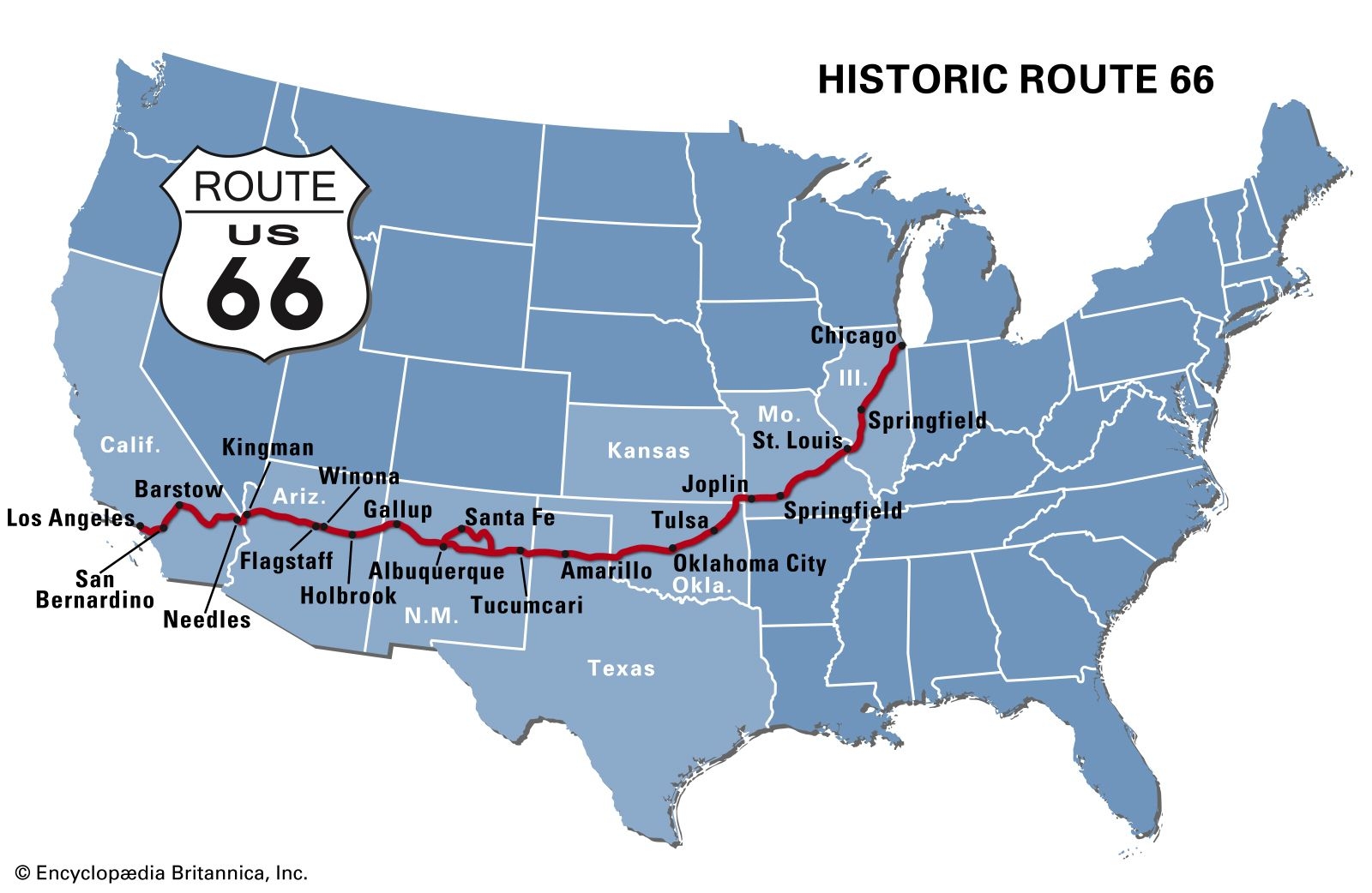 Route 66 History Map Popular Culture U0026 Facts Britannica