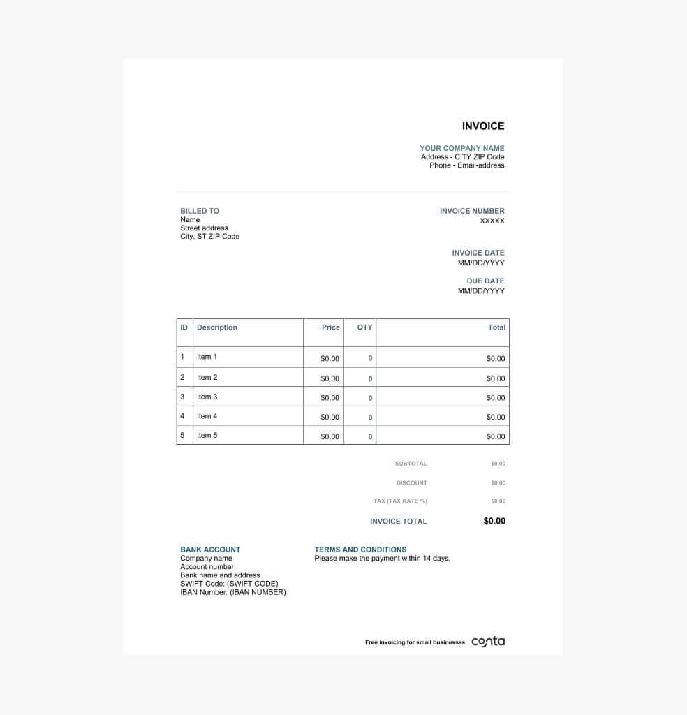 Free Printable Sales Invoice Templates