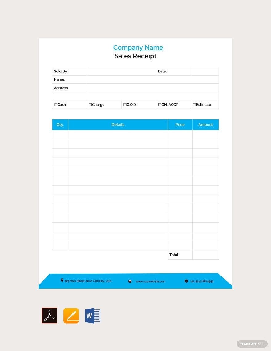 Sales Receipt Template In Word Pages PDF Download Template Sales Receipt Template In Word Pages PDF Download Template