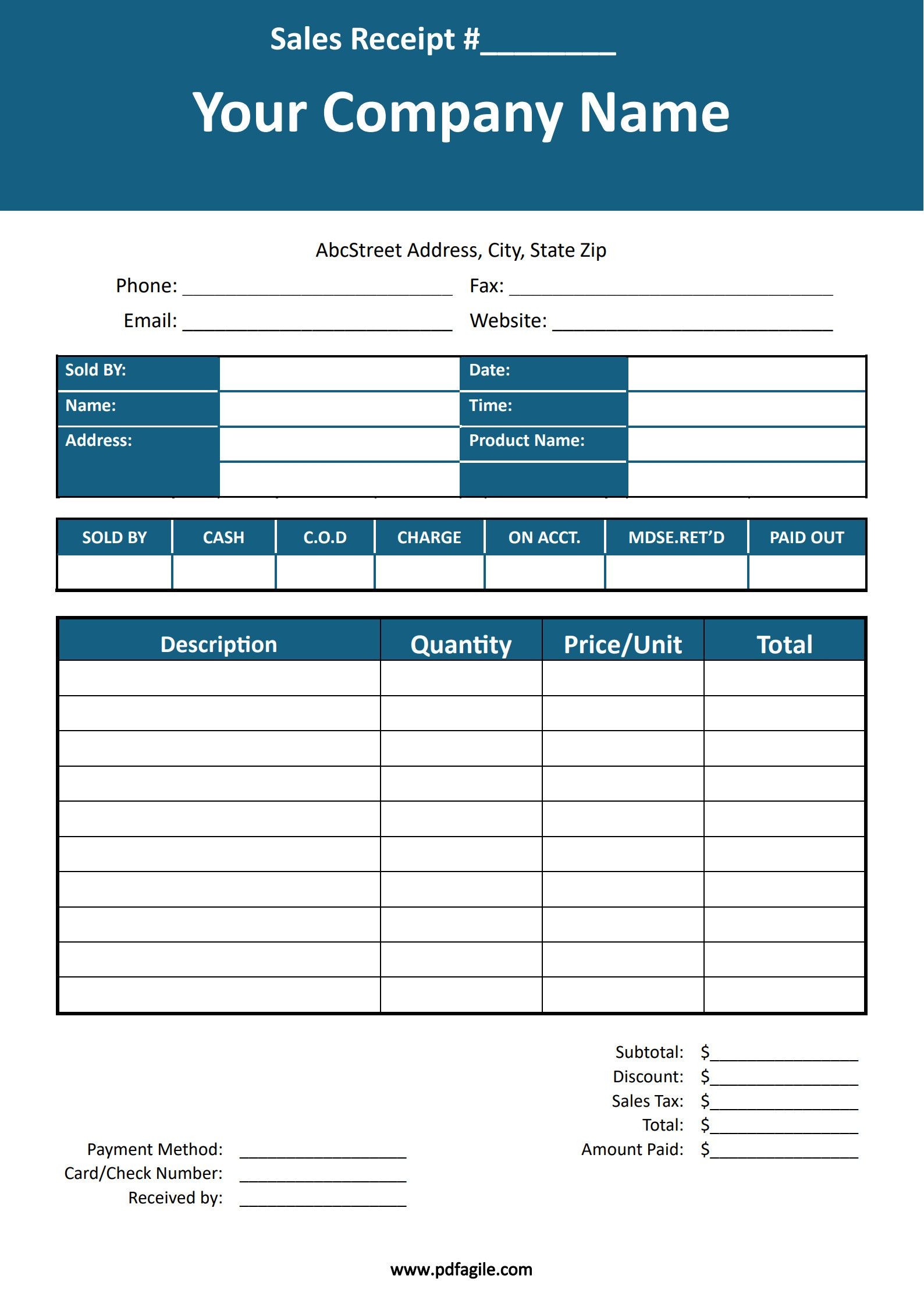 Sales Receipt Template PDF Agile Sales Receipt Template PDF Agile