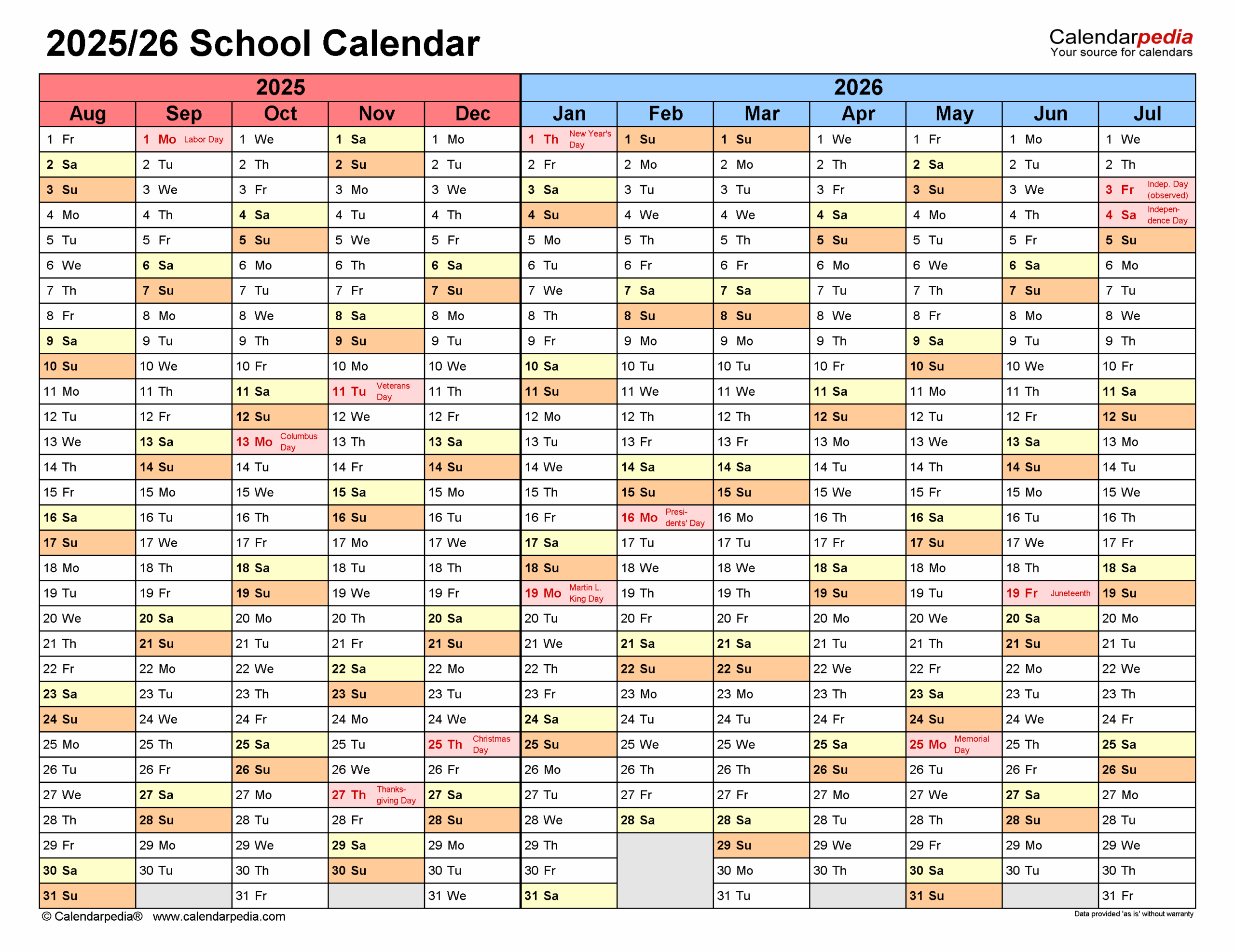 School Calendars 2025 2026 Free Printable PDF Templates School Calendars 2025 2026 Free Printable PDF Templates