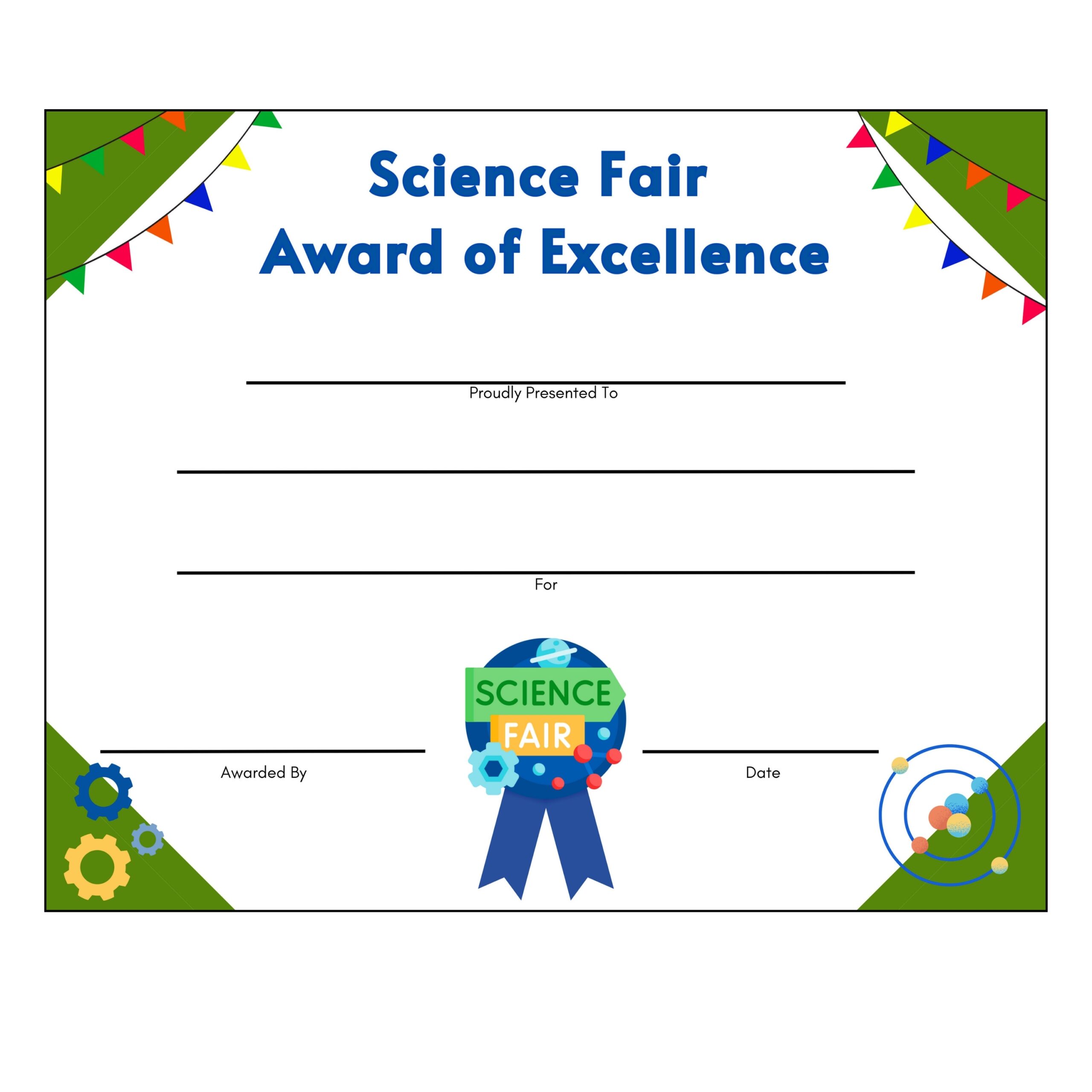 Science Fair Certificate Etsy