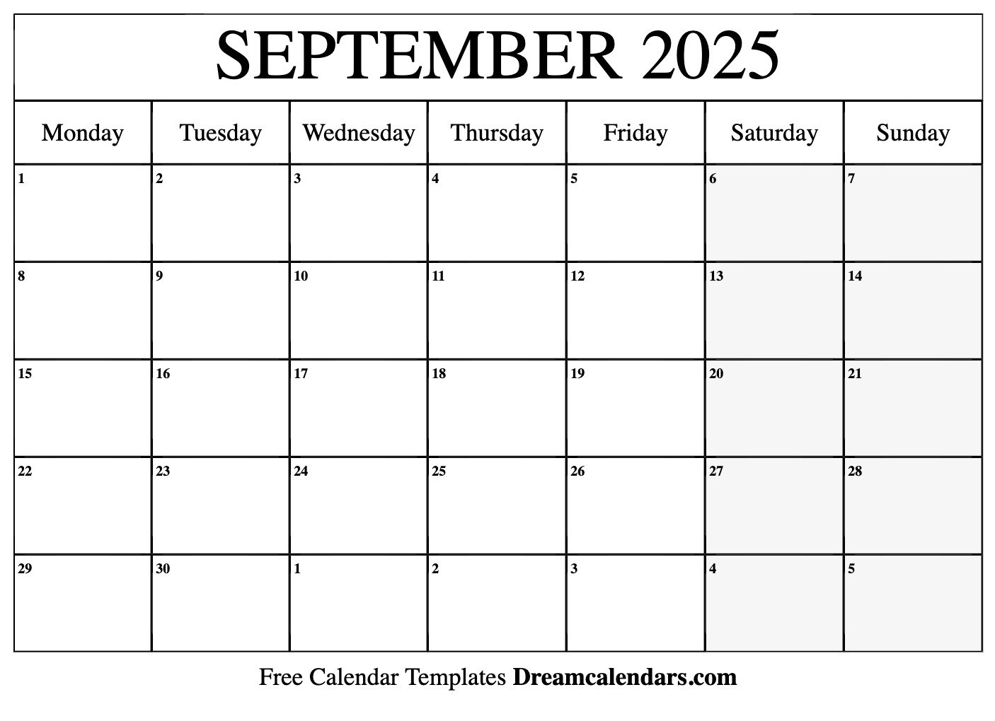 September 2025 Calendar Free Printable With Holidays And Observances