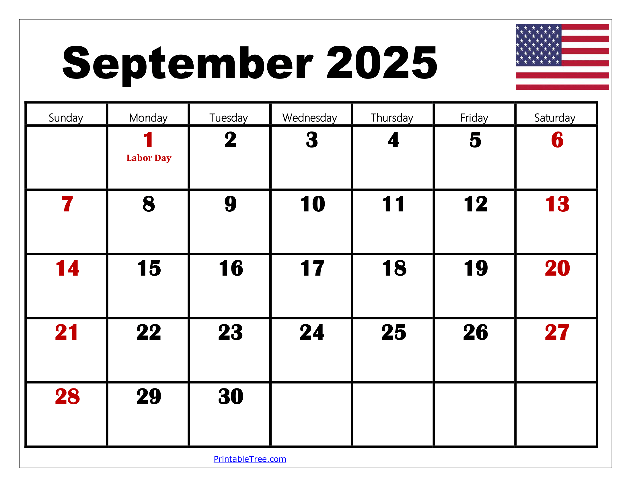 September 2025 Calendar Printable PDF Template With Holidays