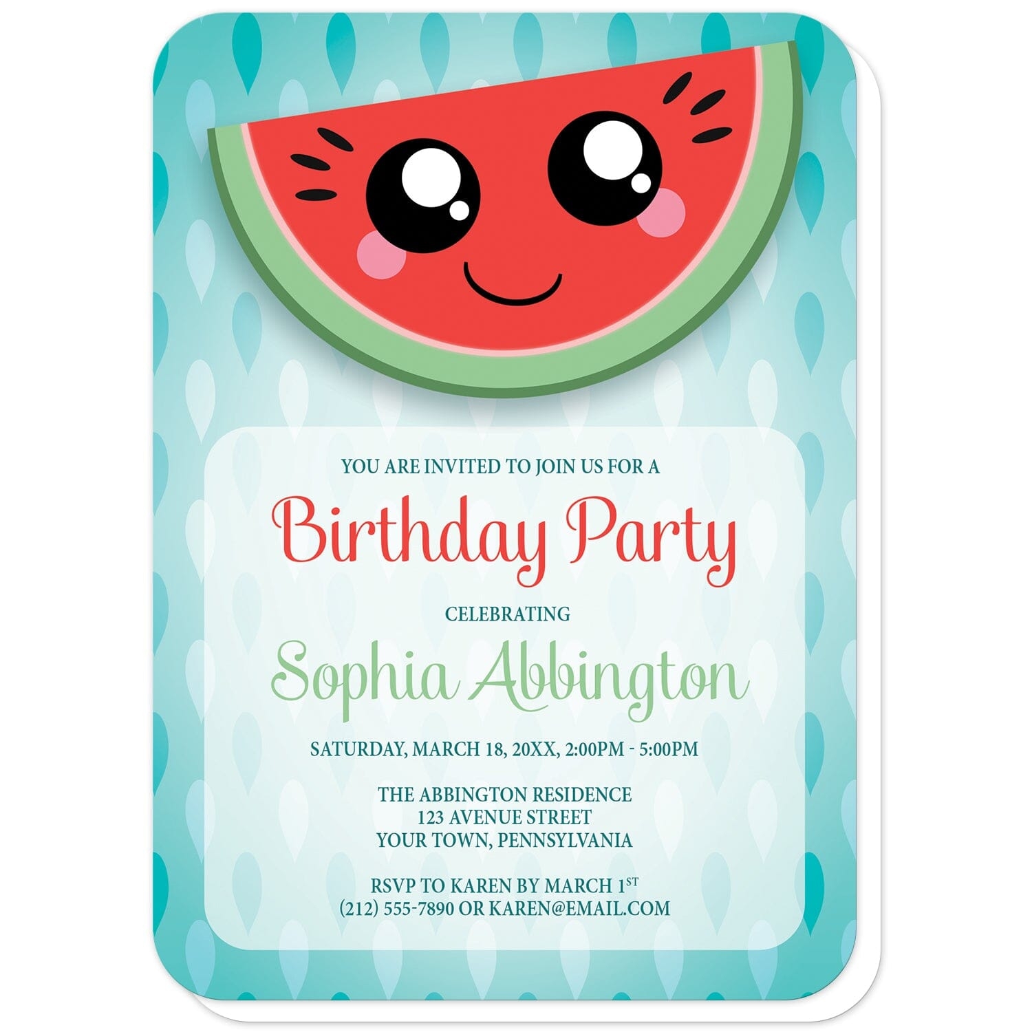 Smiling Watermelon Slice Birthday Party Invitations Artistically Worksheets Library