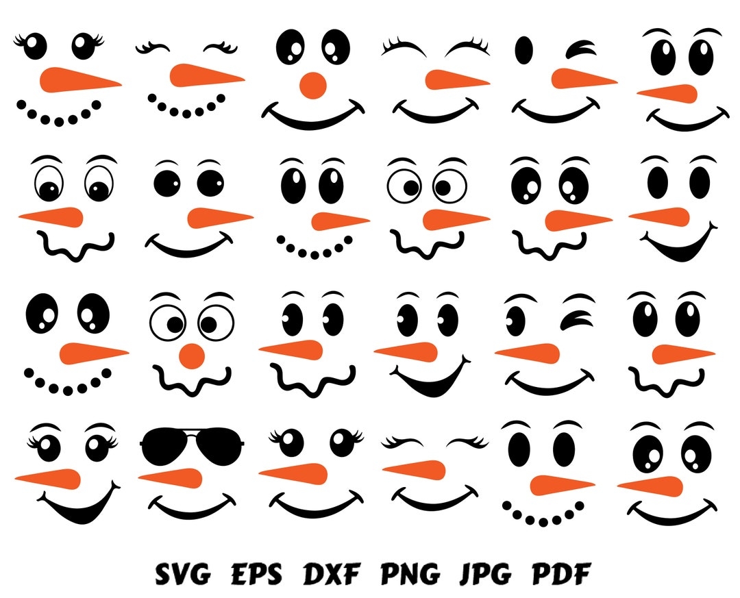 Snowman Faces Svg Snowman Svg Snowman Clipart Christmas Svg Snowman Cut File Snowman Cricut Christmas Cut File Cricut Printable Snowman PNG Etsy