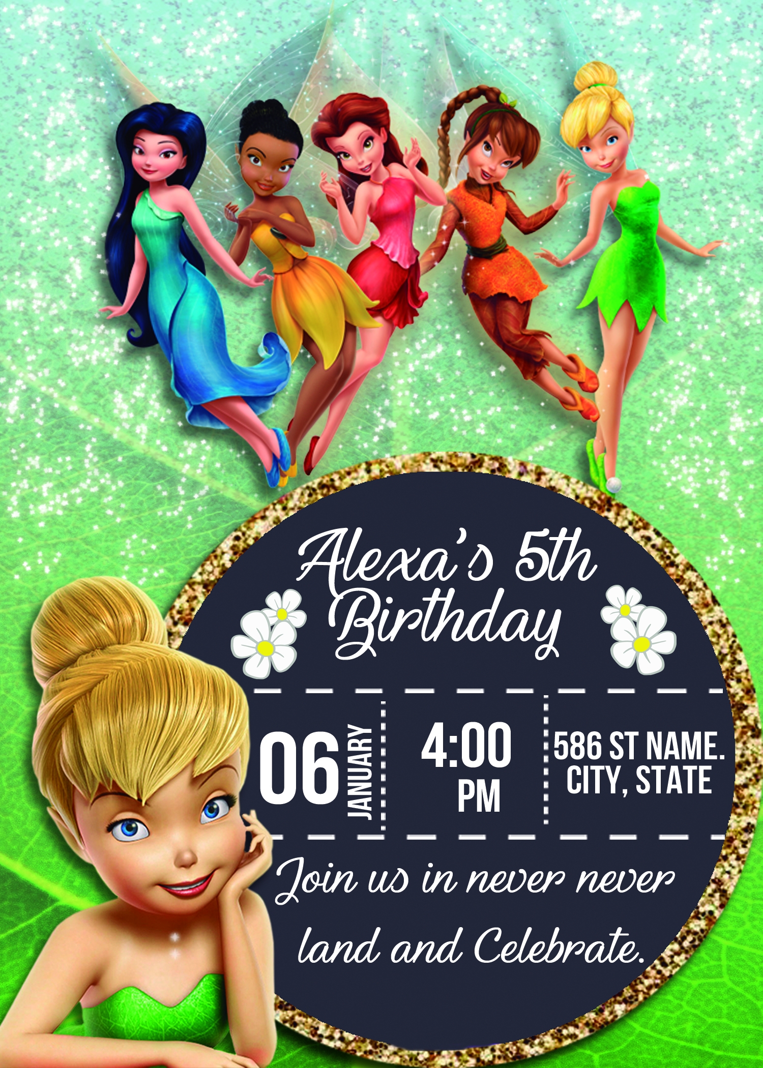 Spectacular Tinkerbell Birthday Invitation Oscarsitosroom