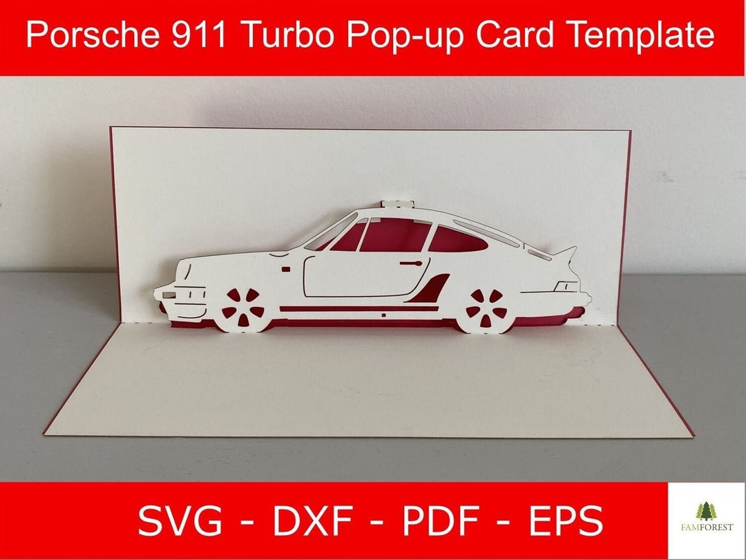 Sports Car Pop Up Card Template Porsche 911 Turbo SVG DXF Pdf Eps DIY Car Card Digital Download Birthday Anniversary Etsy
