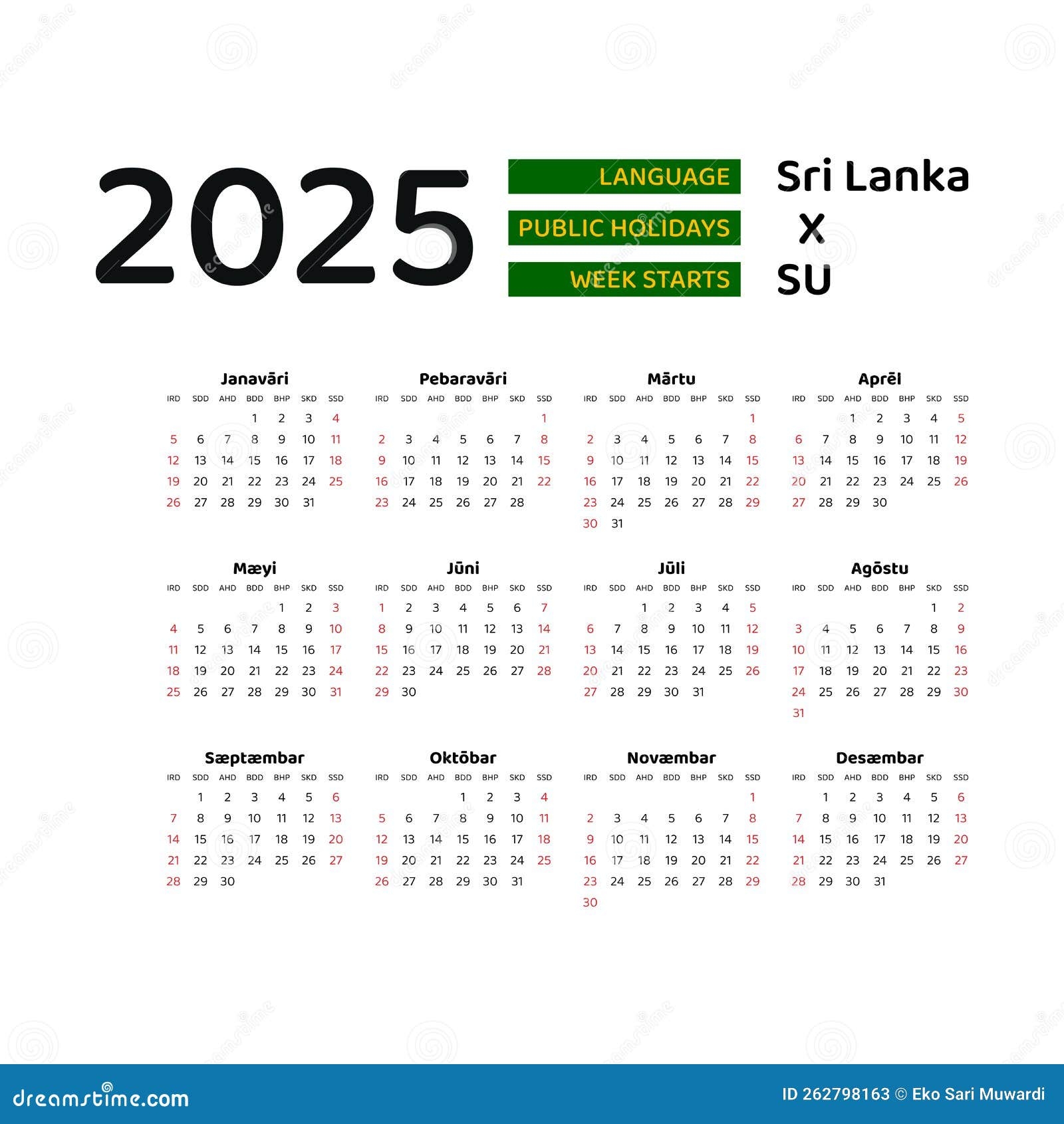 Sri Lanka Calendar 2025 Week Starts From Sunday Vector Graphic Design Stock Vector Illustration Of Calendar Creative 262798163 Sri Lanka Calendar 2025 Week Starts From Sunday Vector Graphic Design Stock Vector Illustration Of Calendar Creative 262798163
