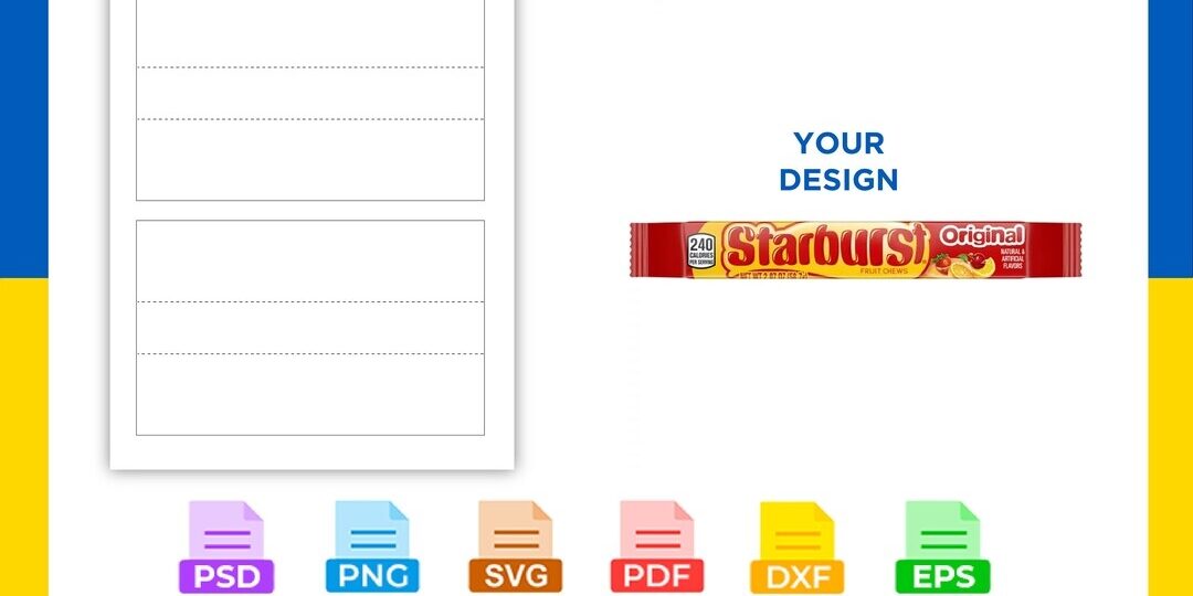Starburst Candy Template Svg Png Dxf Eps Canva Label Wrap Cut File Cricut Silhouette Sublimation Printable Digital Diy Gift Etsy