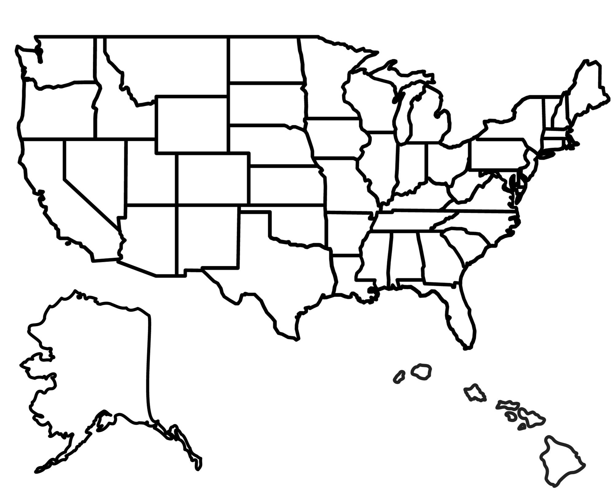 Printable Map Of 50 States