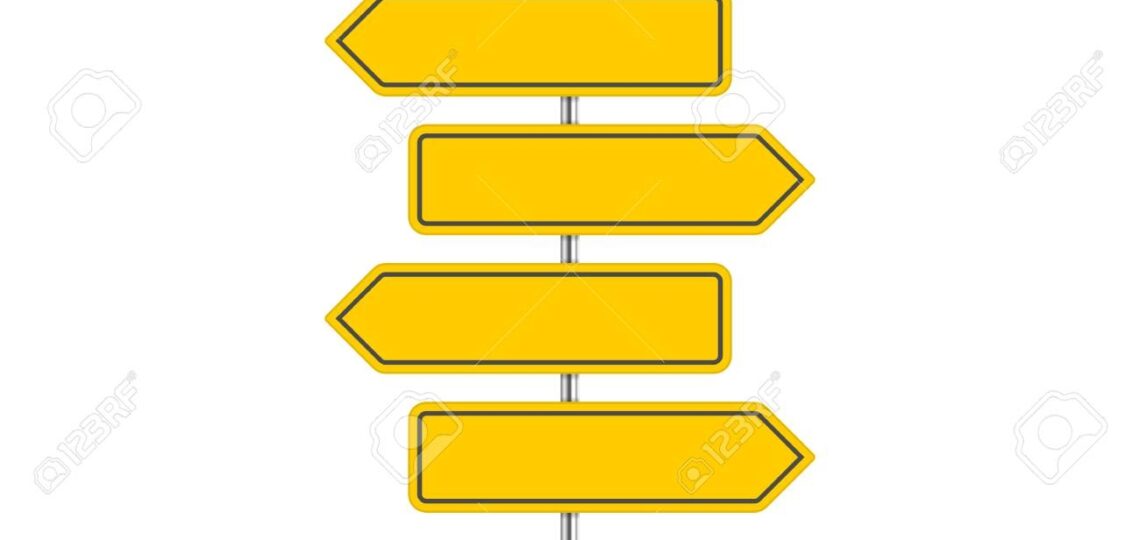 Street Sign Template With Place For Text Blank Road Signs Isolated On White Background Yellow Arrow Signposts In Realistic Style Vector Illustration EPS 10 Royalty Free SVG Cliparts Vectors And Stock Illustration