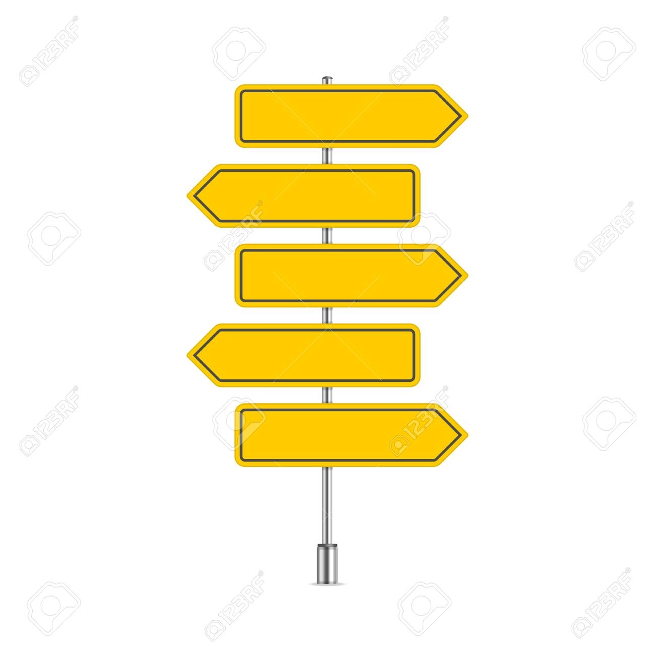 Street Sign Template With Place For Text Blank Road Signs Isolated On White Background Yellow Arrow Signposts In Realistic Style Vector Illustration EPS 10 Royalty Free SVG Cliparts Vectors And Stock Illustration 