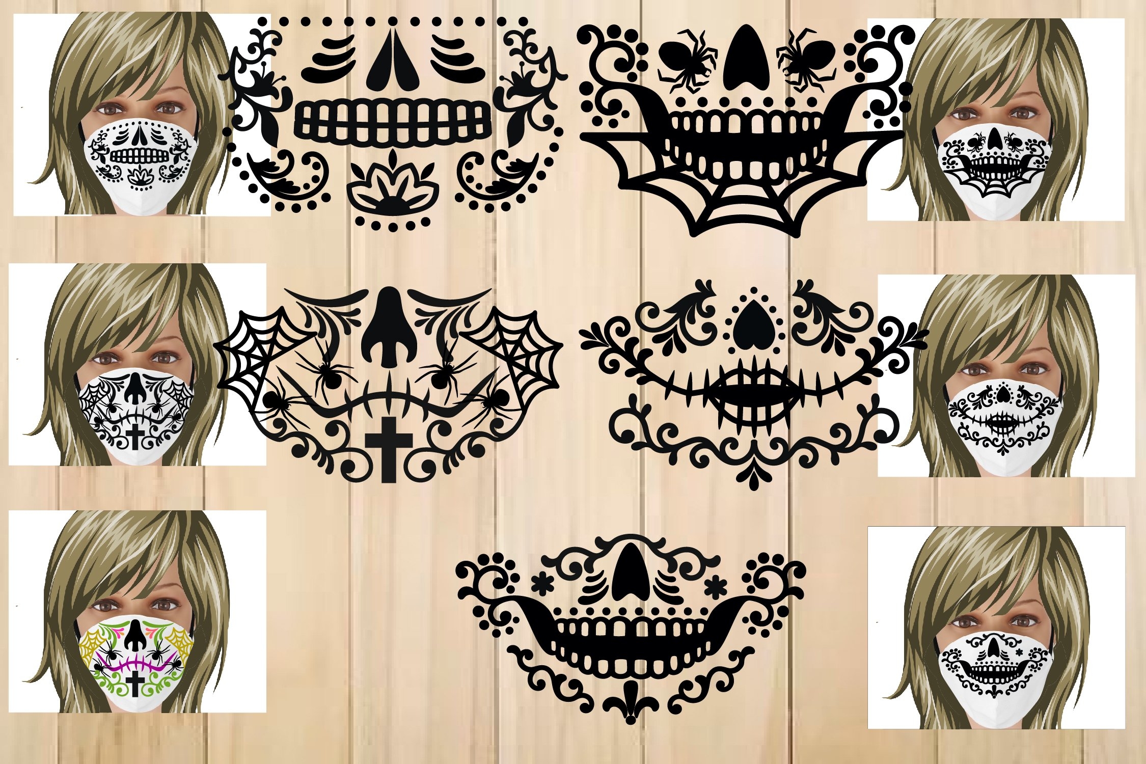 Sugar Skull Face Mask Template Halloween Face 895144 Sugar Skull Face Mask Template Halloween Face 895144
