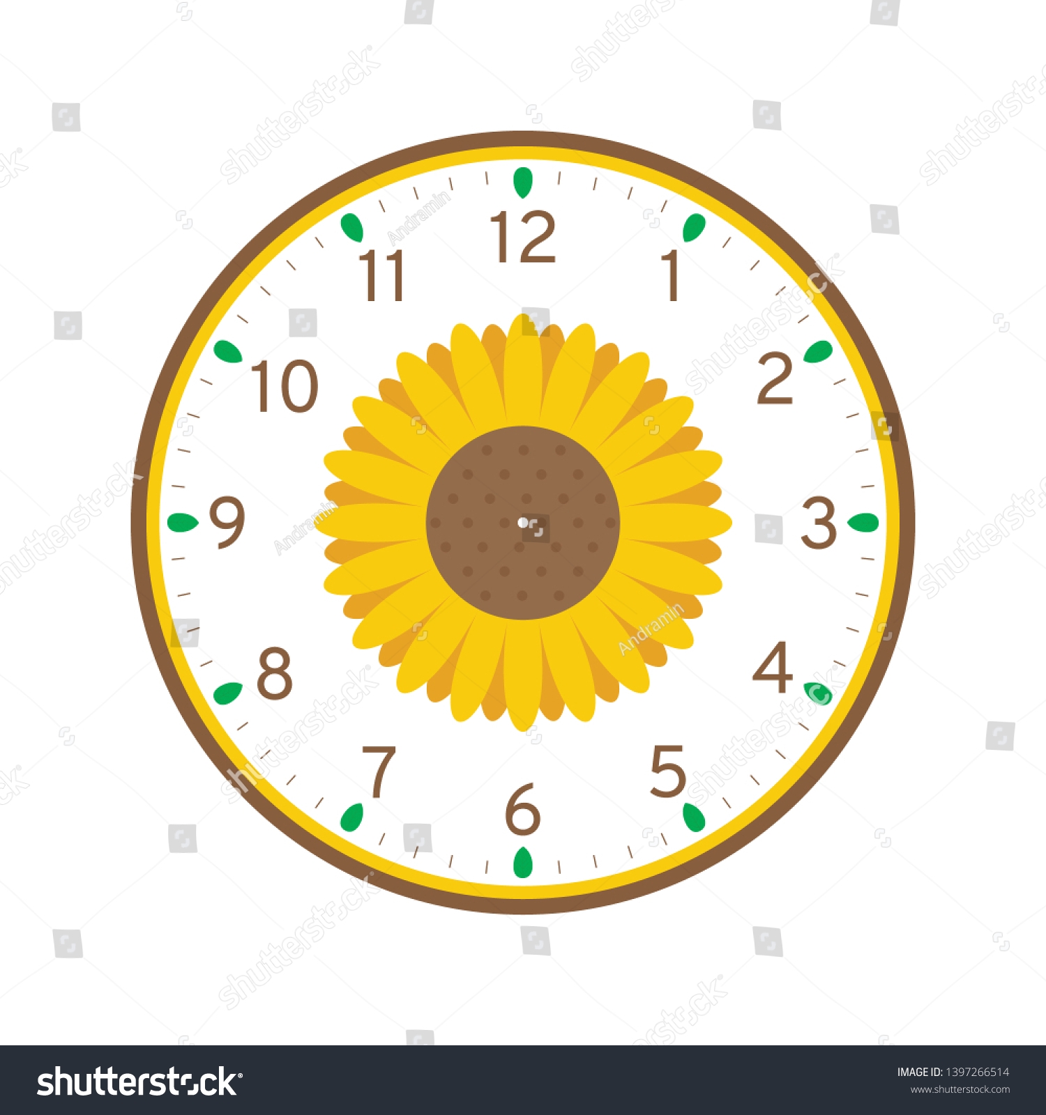 Sunflower Printable Clock Face Template Isolated Stock Vector Royalty Free 1397266514 Shutterstock