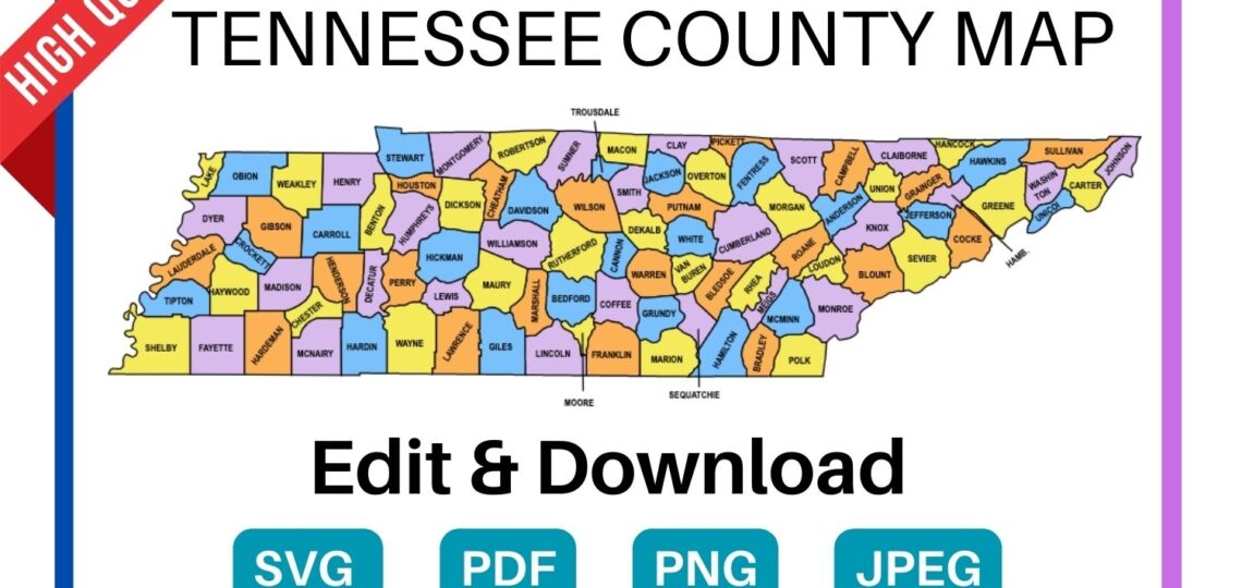 Tennessee County Map Editable U0026 Printable State County Maps