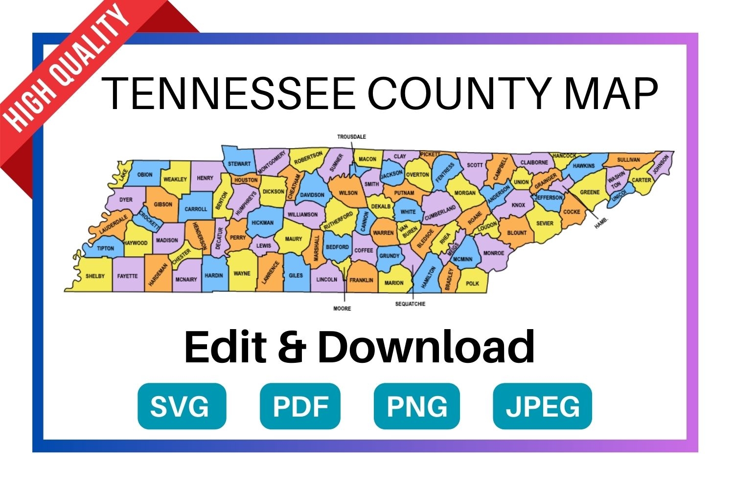 Tennessee County Map Editable U0026 Printable State County Maps Tennessee County Map Editable U0026 Printable State County Maps
