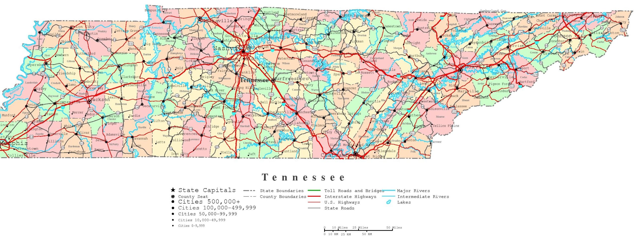 Tennessee Printable Map Tennessee Printable Map