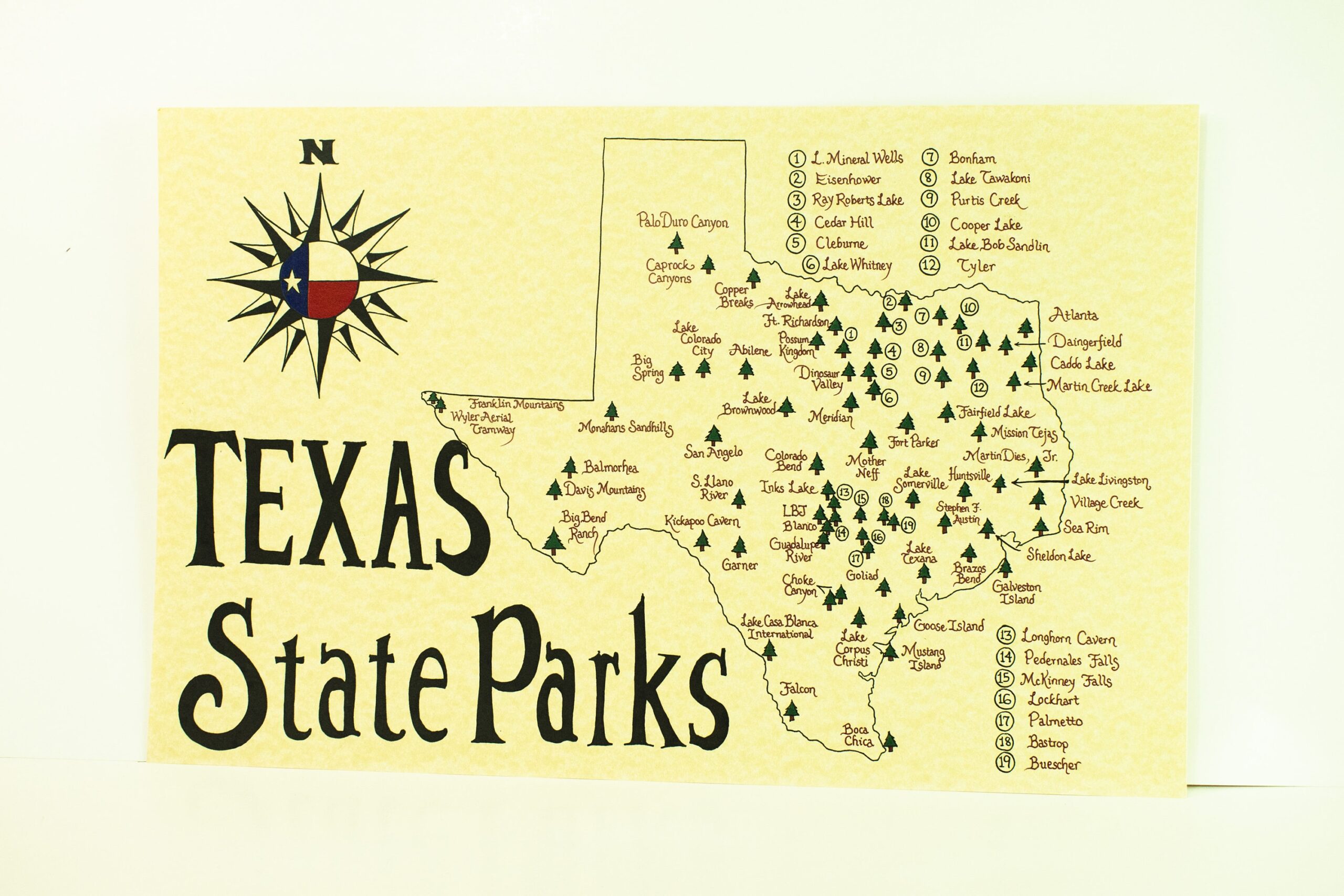 Texas State Parks Map Etsy