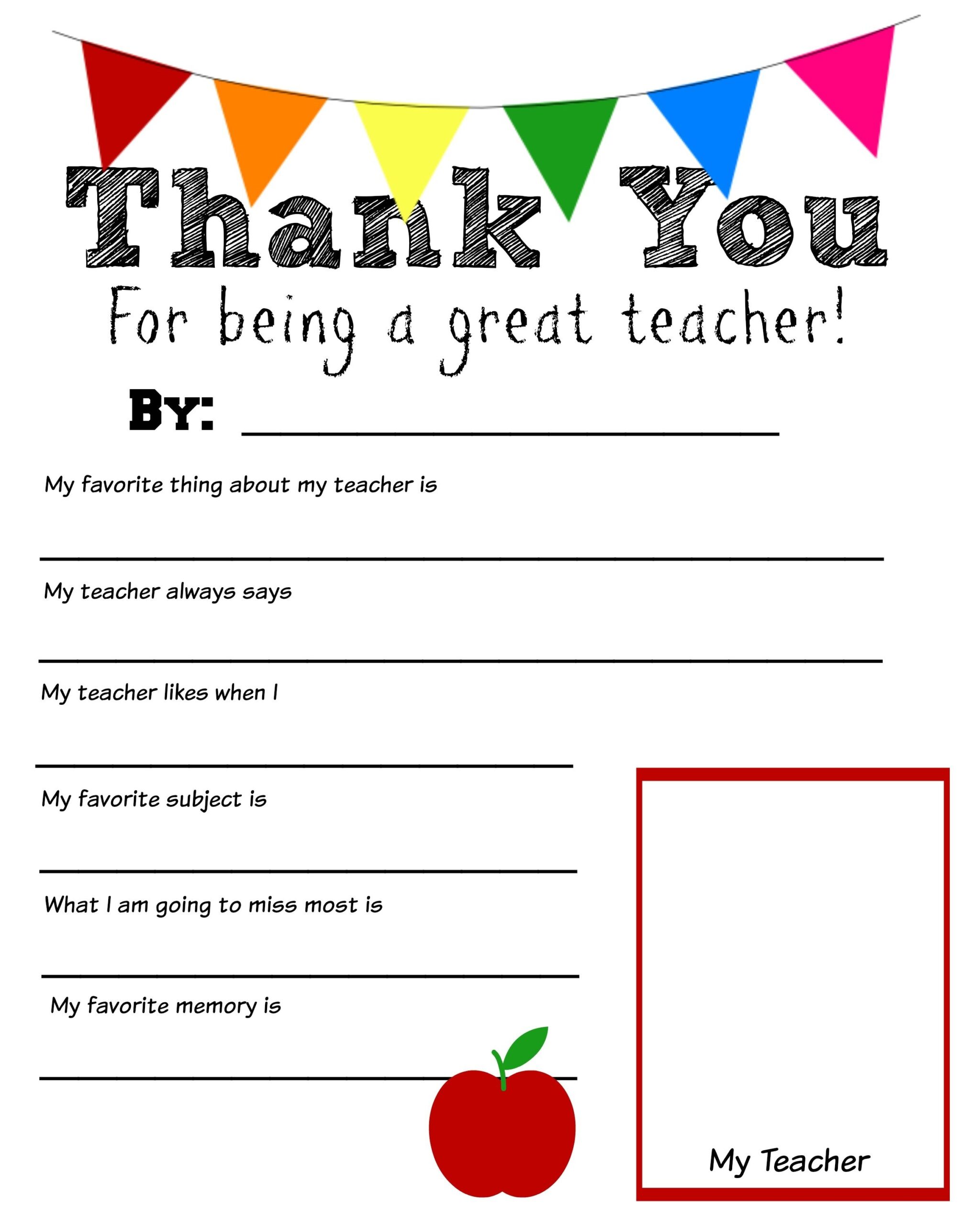 Thank You Teacher Free Printable Thank You Teacher Free Printable