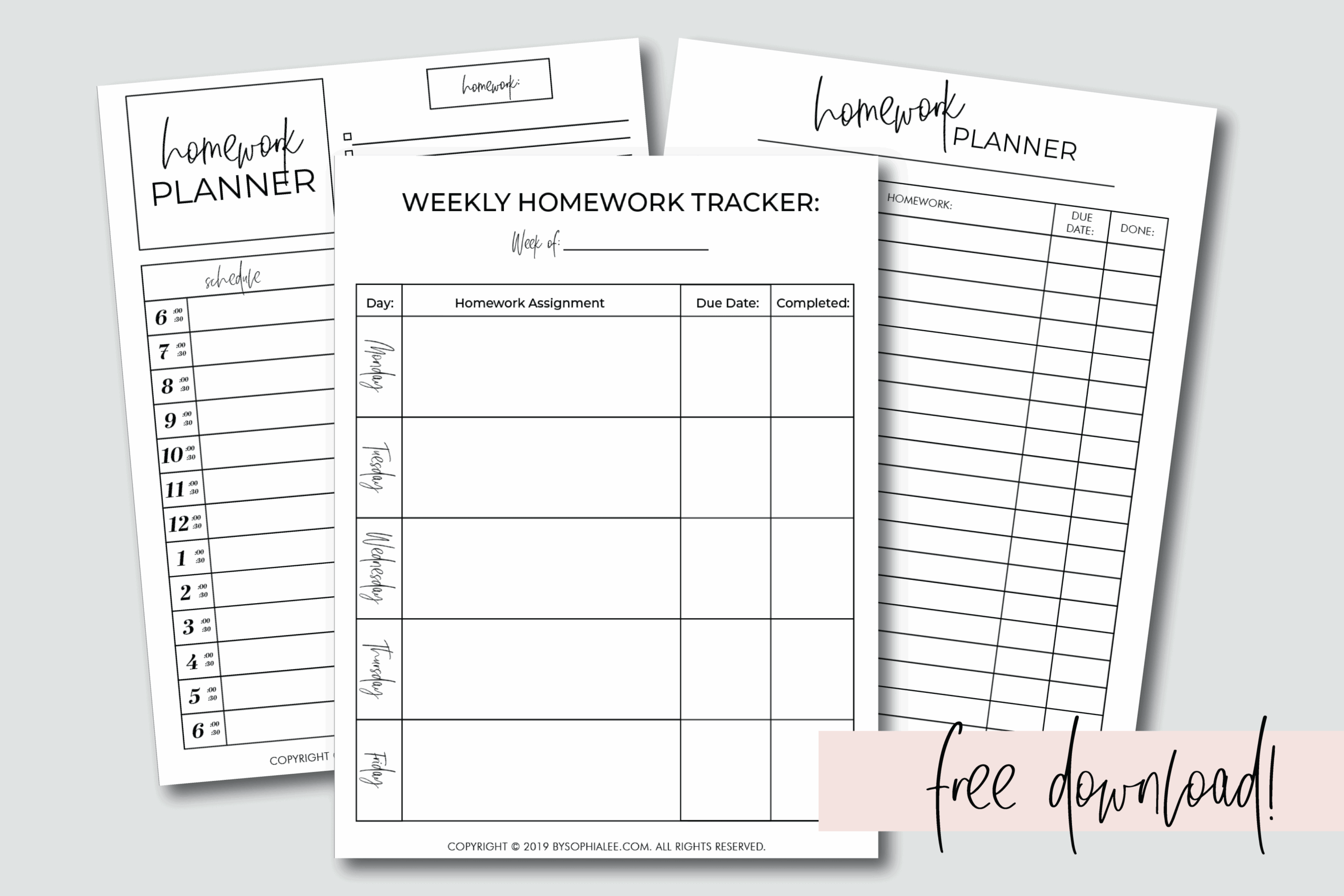 The BEST Homework Planner Every Student Needs FREE PRINTABLE By Sophia Lee