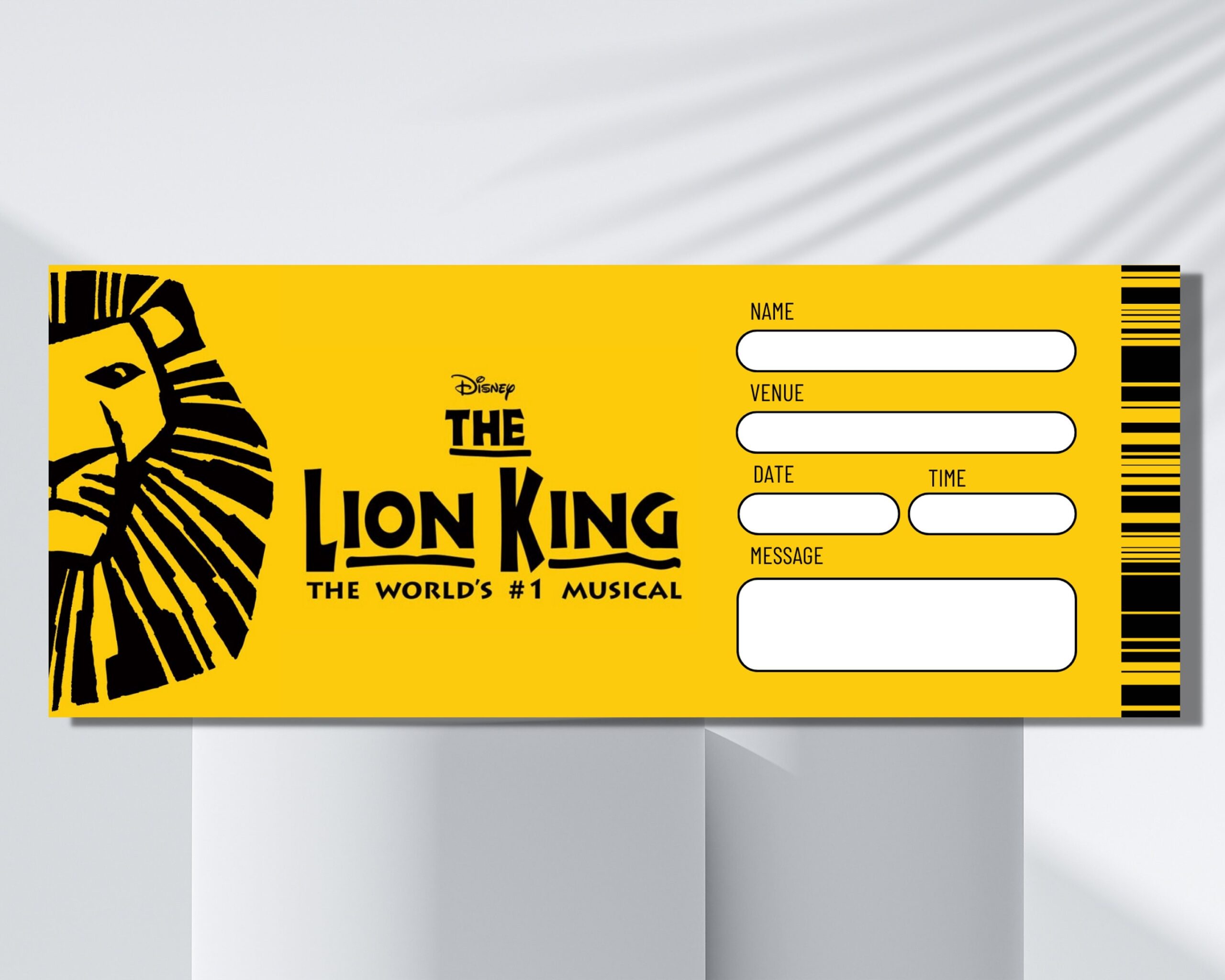 The LION KING Ticket Editable Musical Ticket Custom Faux Event Admission Instant Download Broadway Ticket Etsy