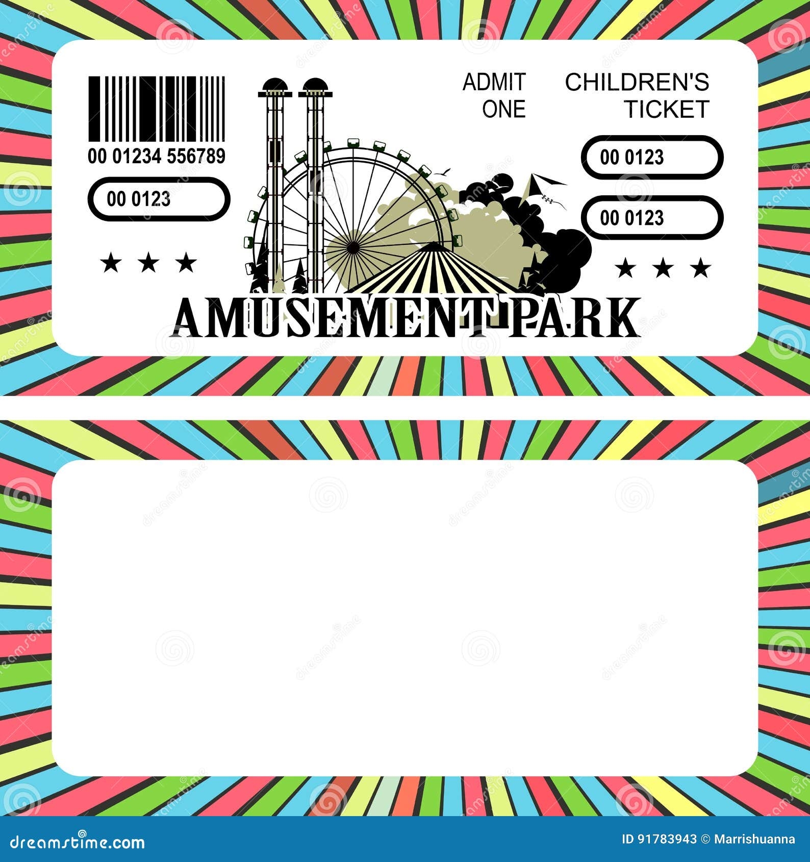 Ticket Amusement Park Stock Vector Illustration Of Blank 91783943